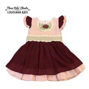 Evie's Closet 12m HTF Burgundy & Red Chiffon Rose Dress